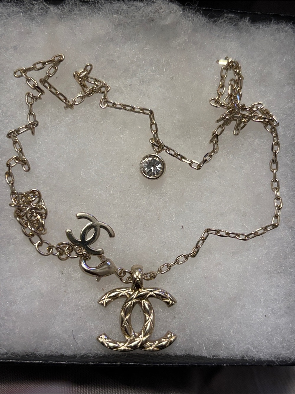 CC Gold-Tone Pendant Necklace with Diamond Accent